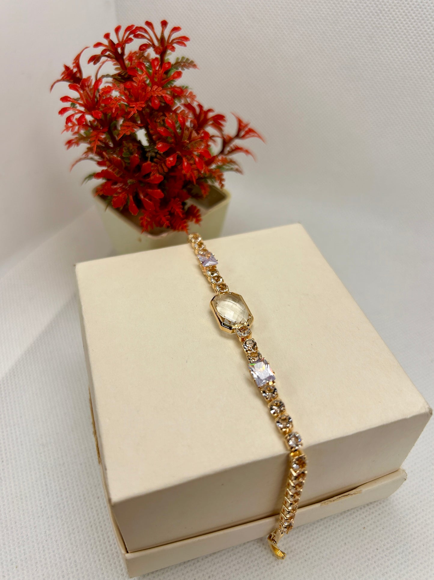 Double Mirror Zircon Stone Bracelet