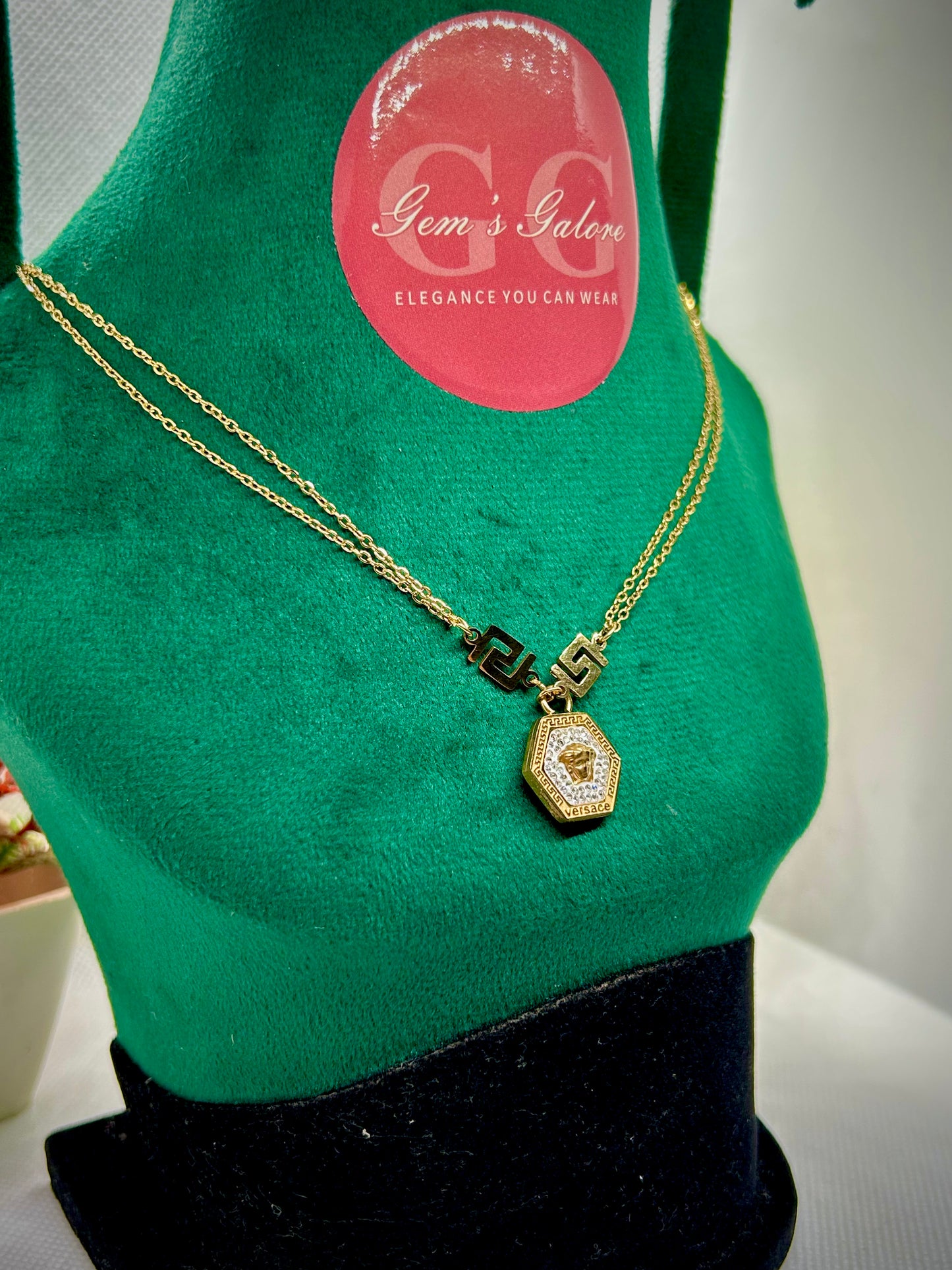 Versace Double Chain Stainless Steel Pendant