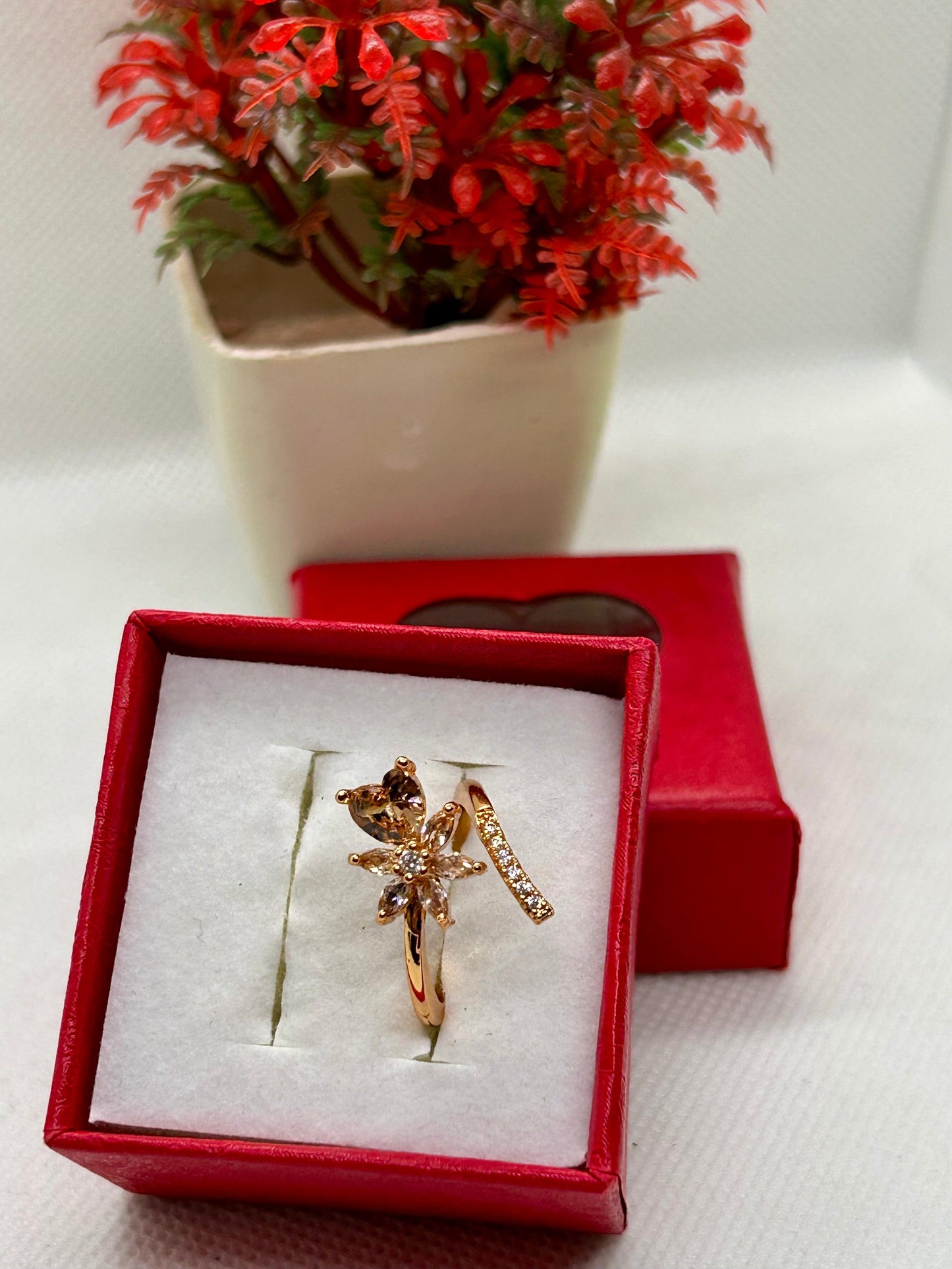 Flower Heart Zircon Rings Adjustable Rings