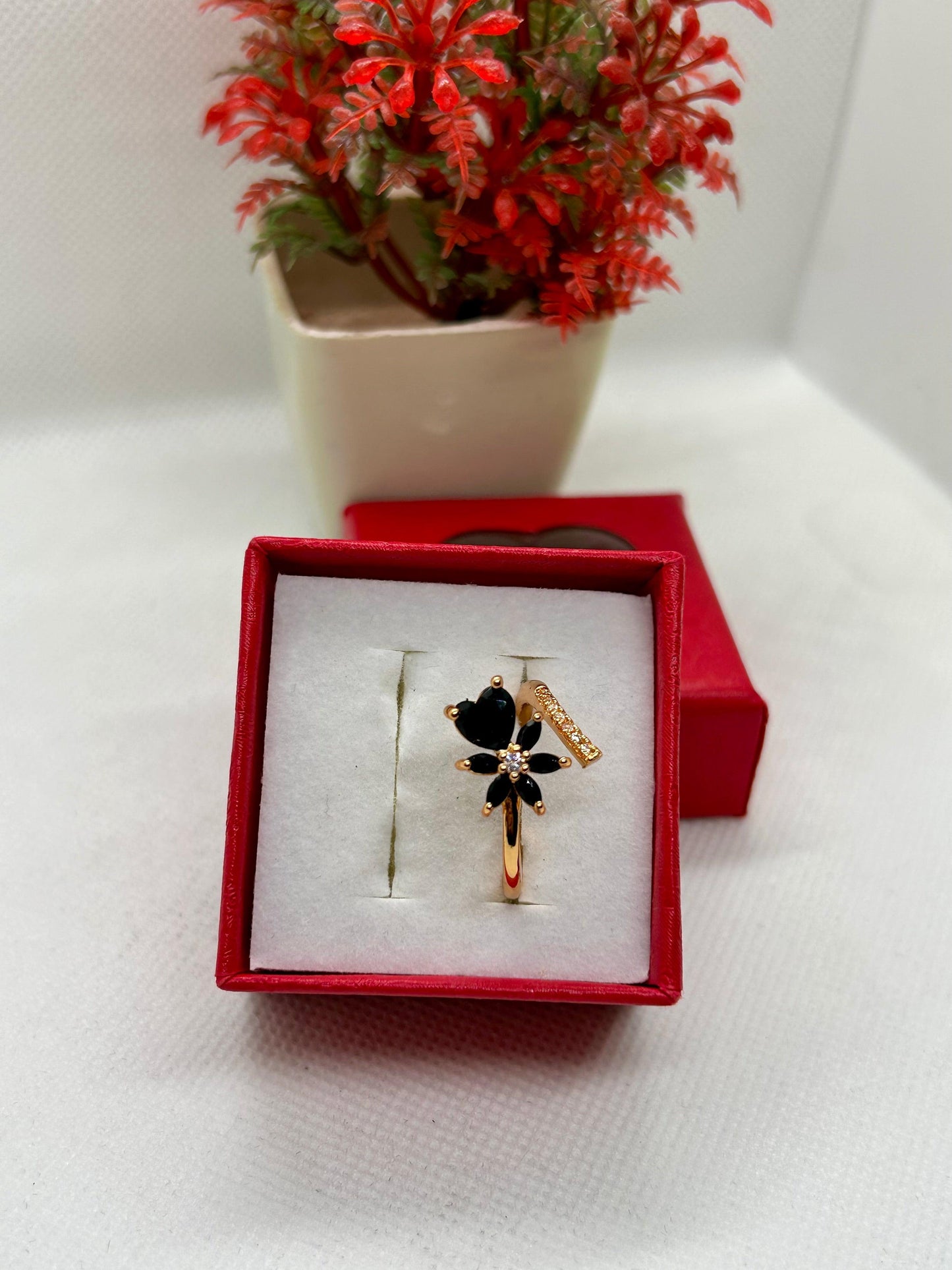 Flower Heart Zircon Rings Adjustable Rings