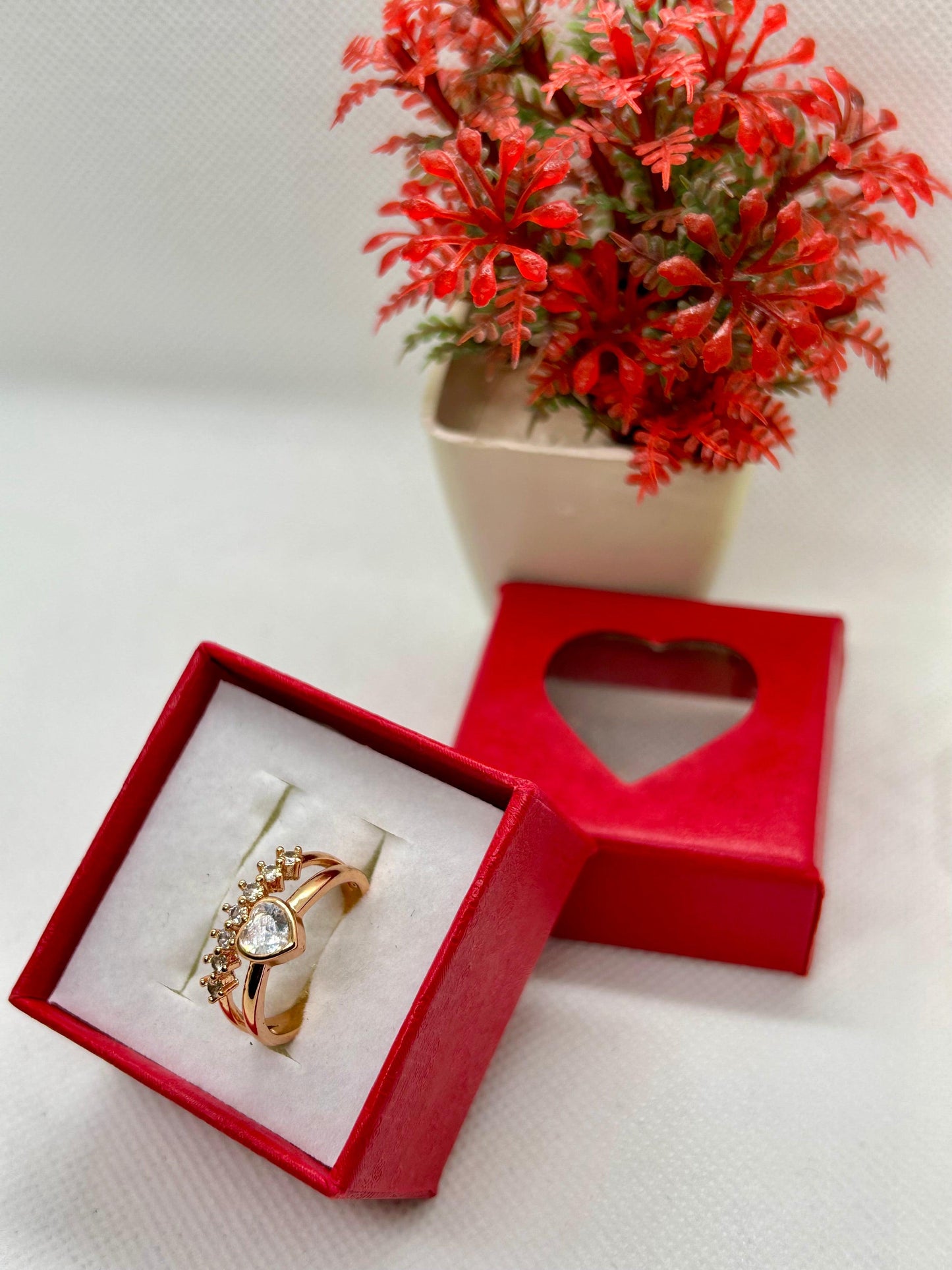 Heart Line Crystal Stone Ring