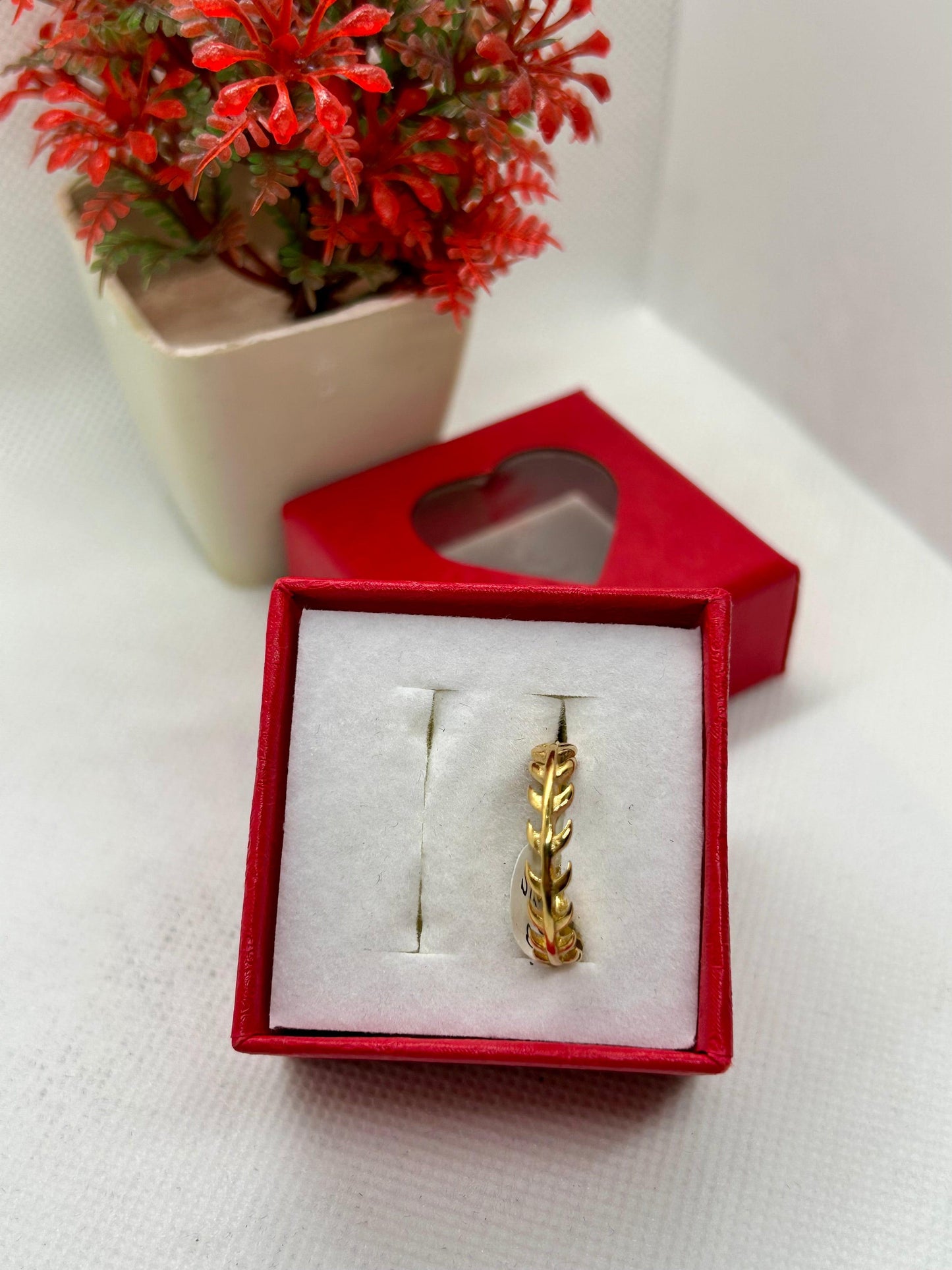 Stainless Steel Flower Petal Shape Golden Ring