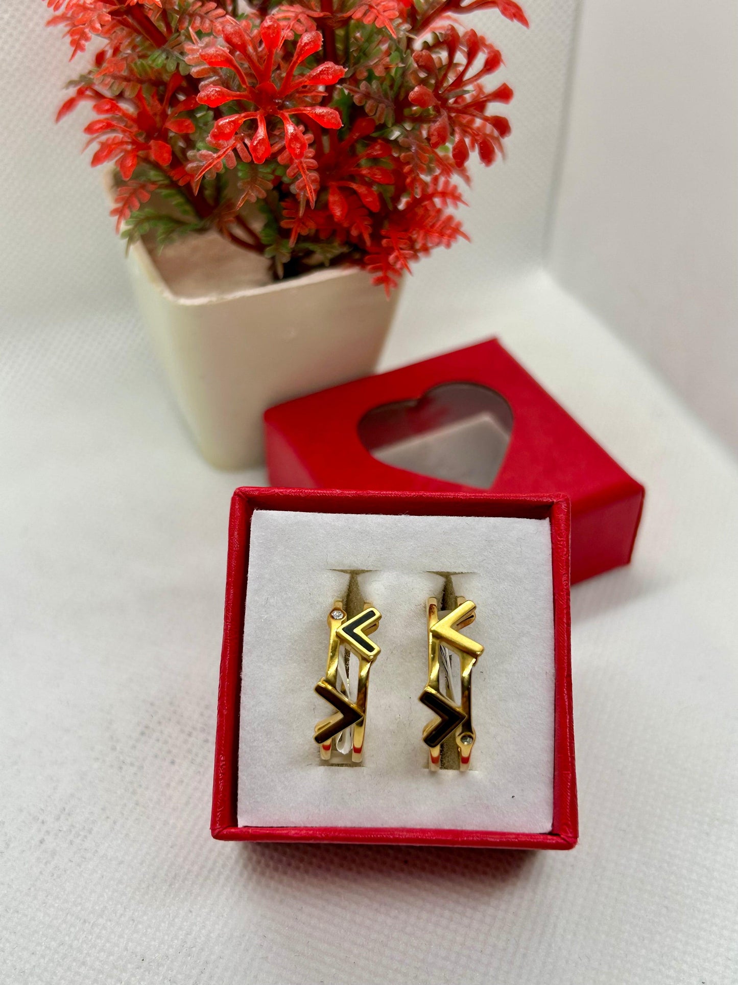 Stainless Steel Double V Golden Ring 1pc