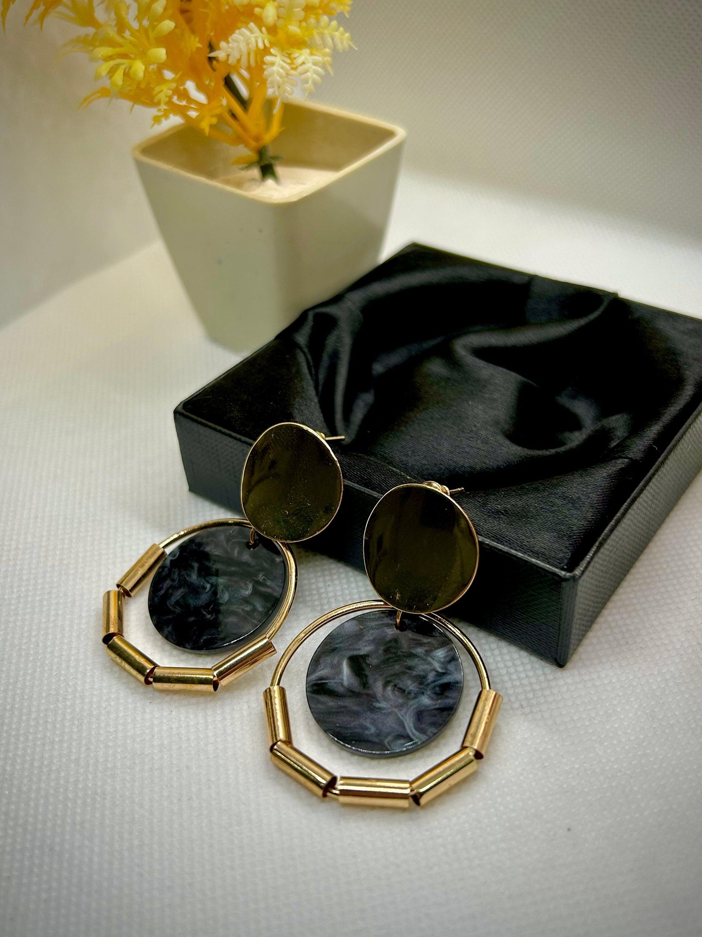 Marble Resin Stainless Steel Earrings