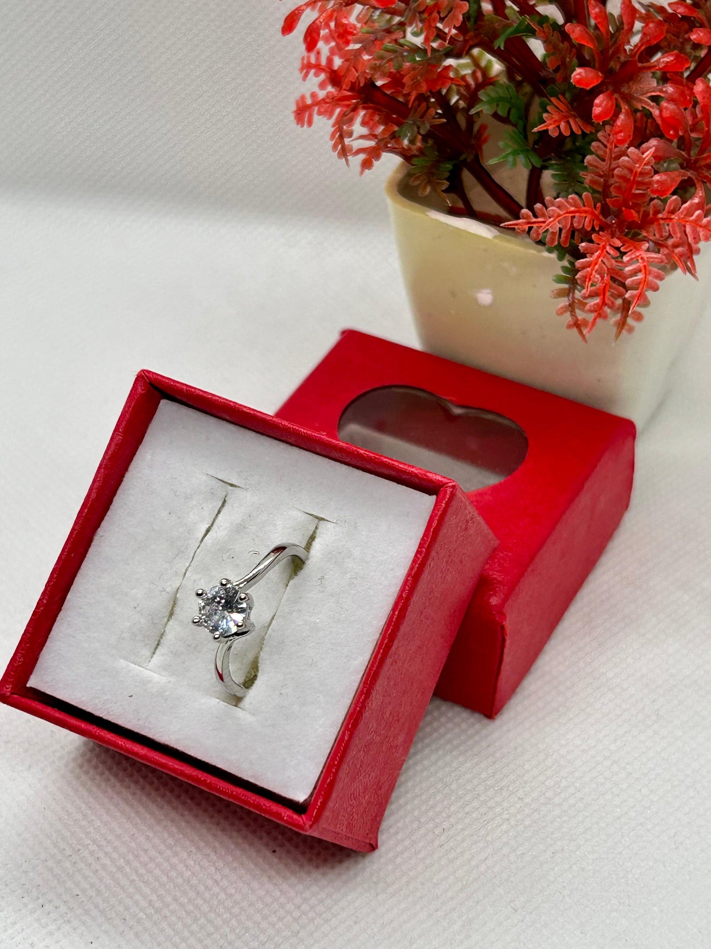 White Zircon Stone Silver Ring 10