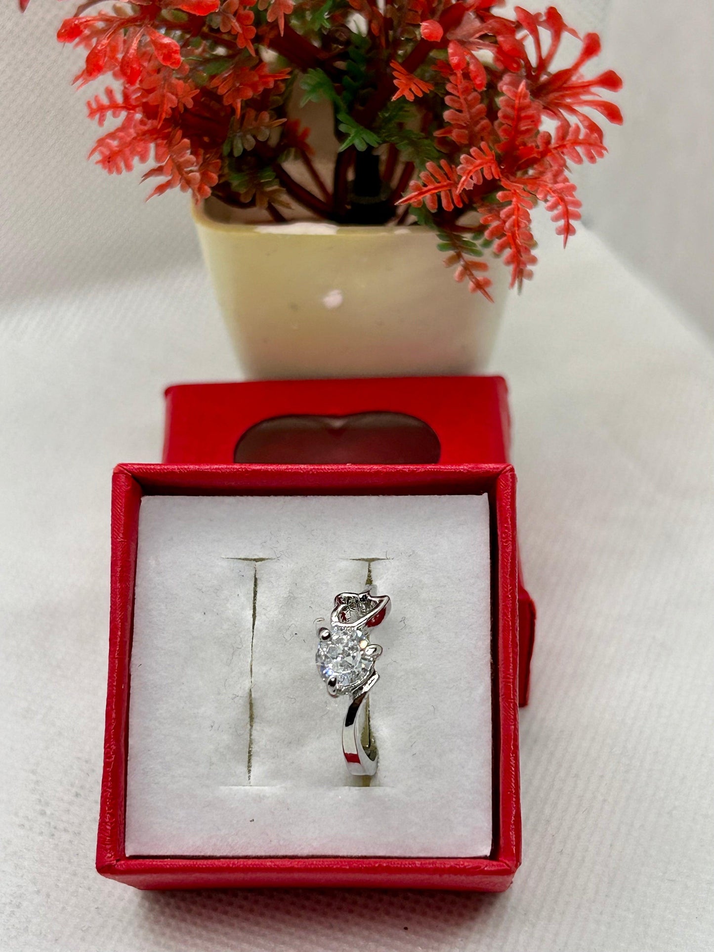 White Zircon Stone Silver Ring 11
