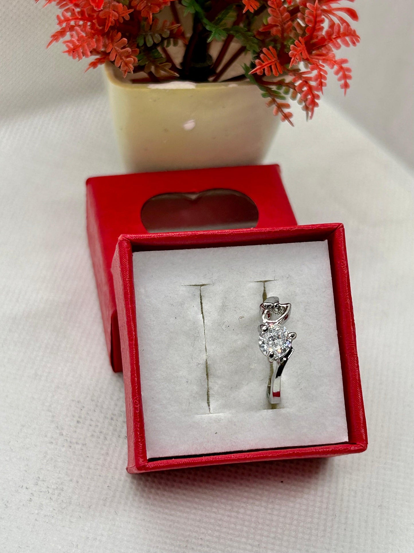 White Zircon Stone Silver Ring 11