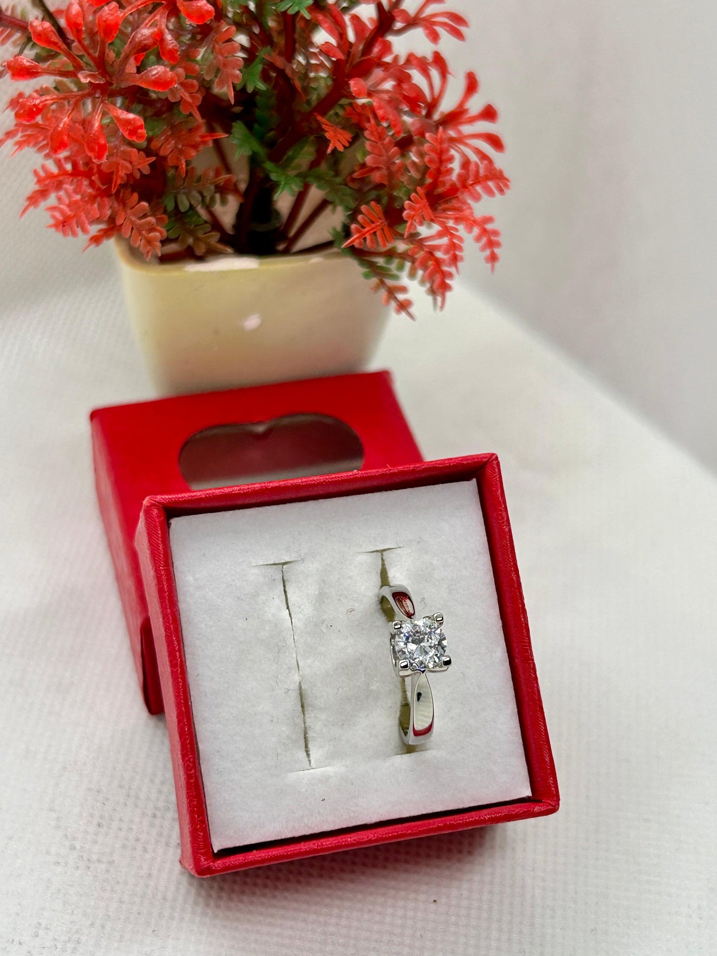 White Zircon Stone Silver Ring 12