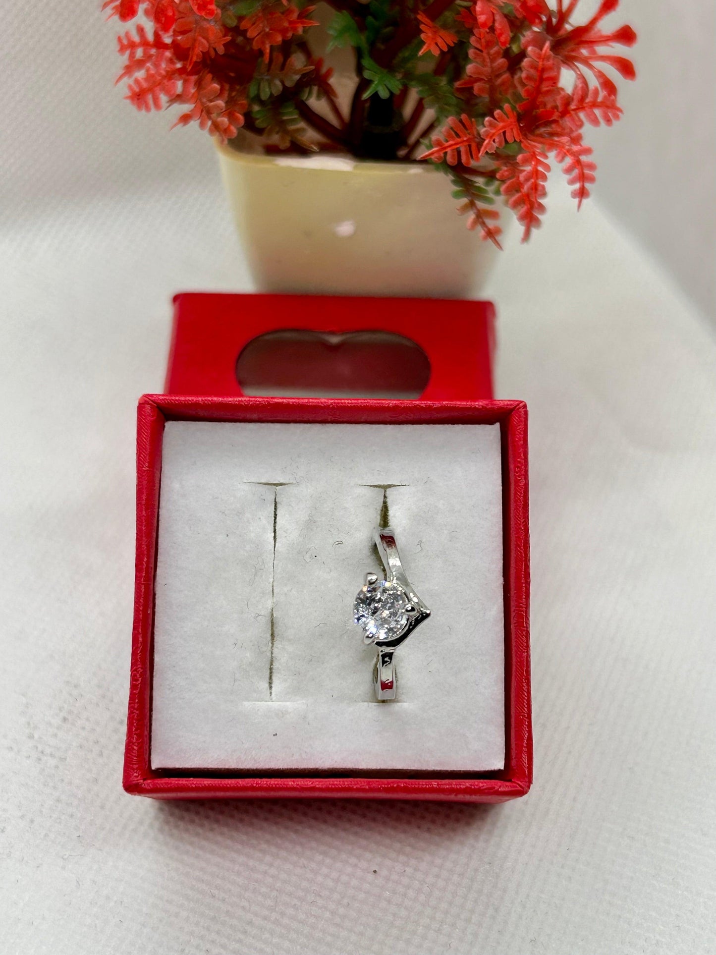 White Zircon Stone Silver Ring 13