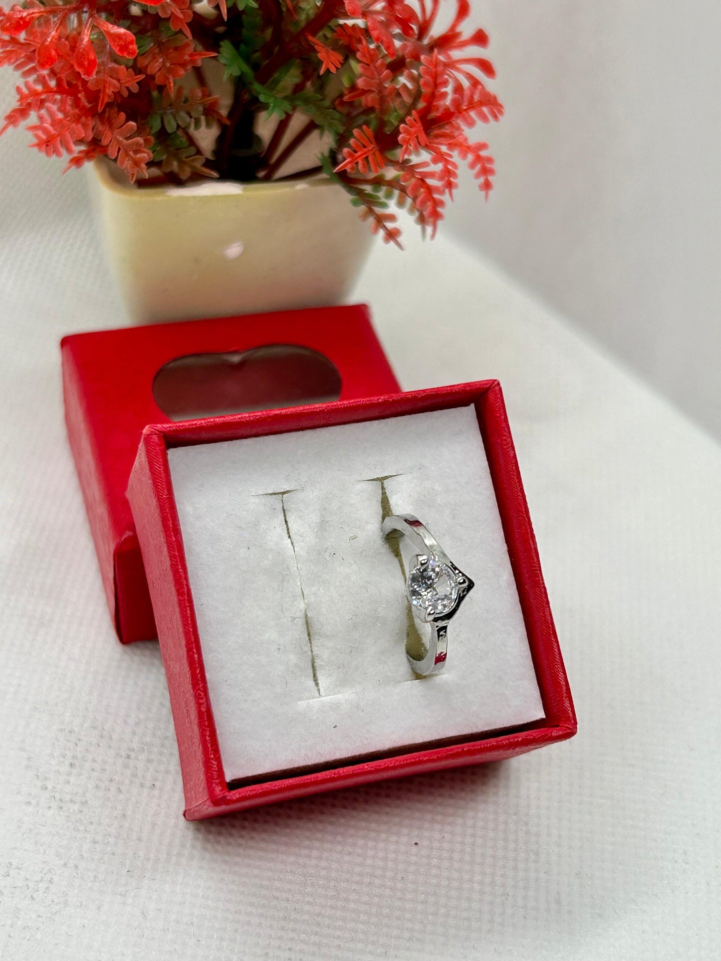White Zircon Stone Silver Ring 13