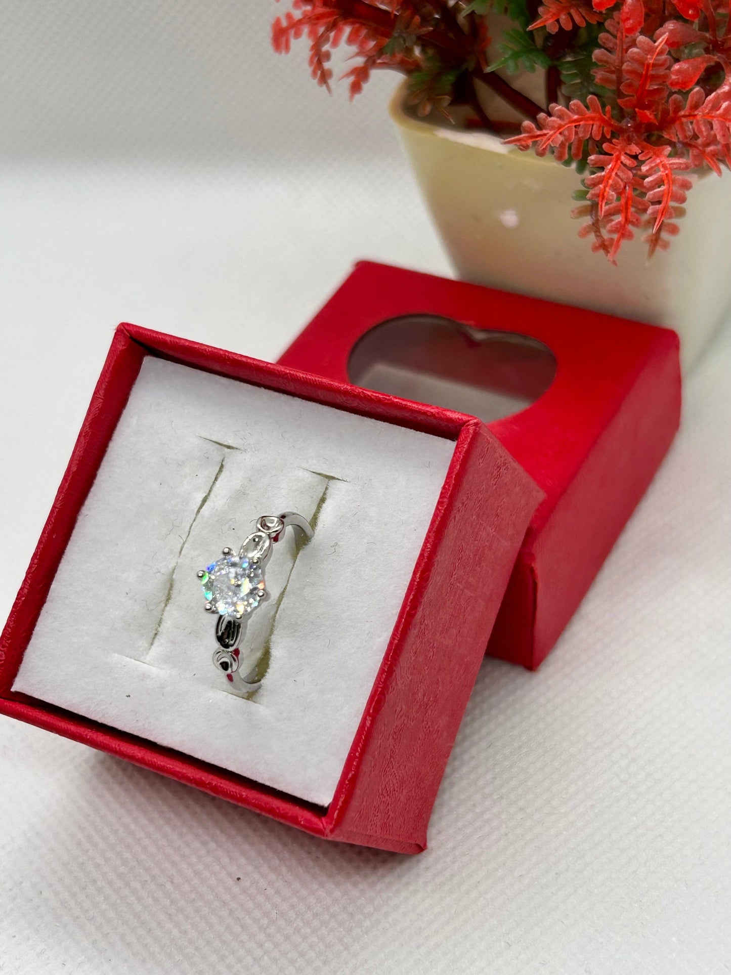 White Zircon Stone Silver Ring 14