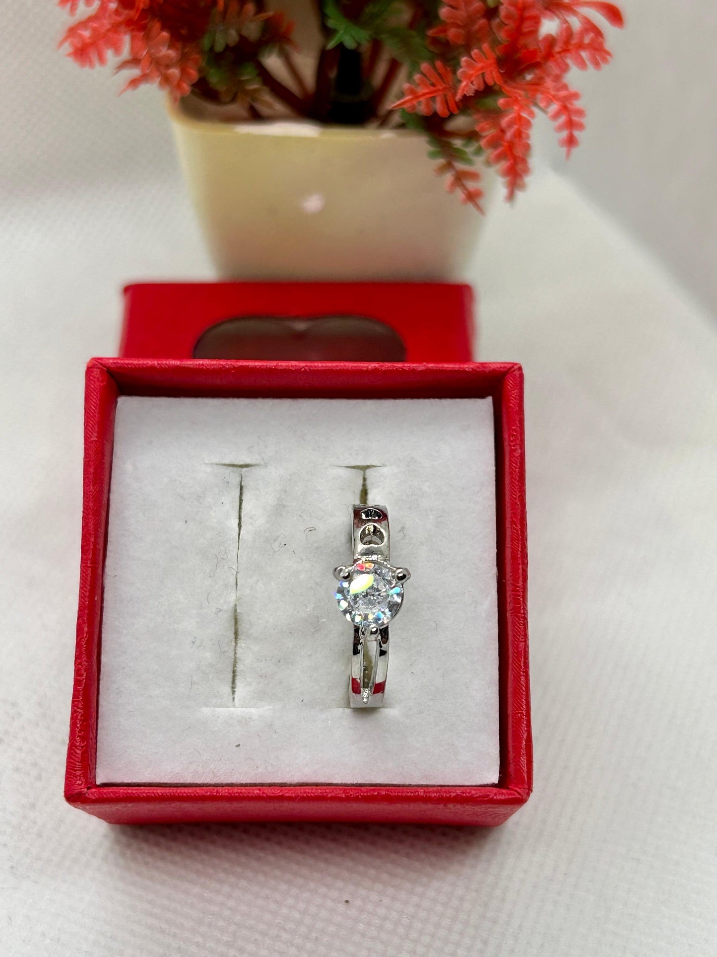 White Zircon Stone Silver Ring 15