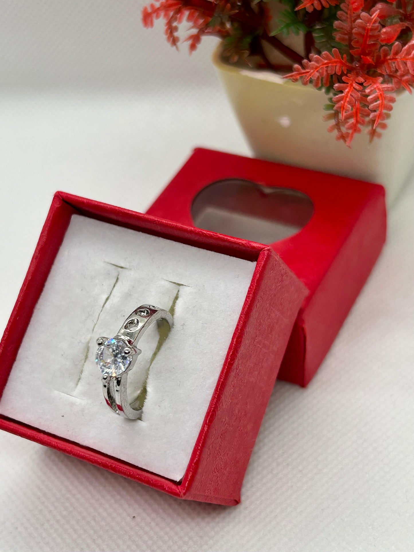 White Zircon Stone Silver Ring 15