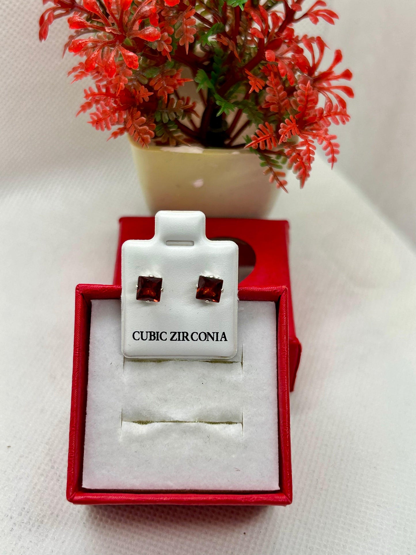 Square Cubic Zirconia Studs