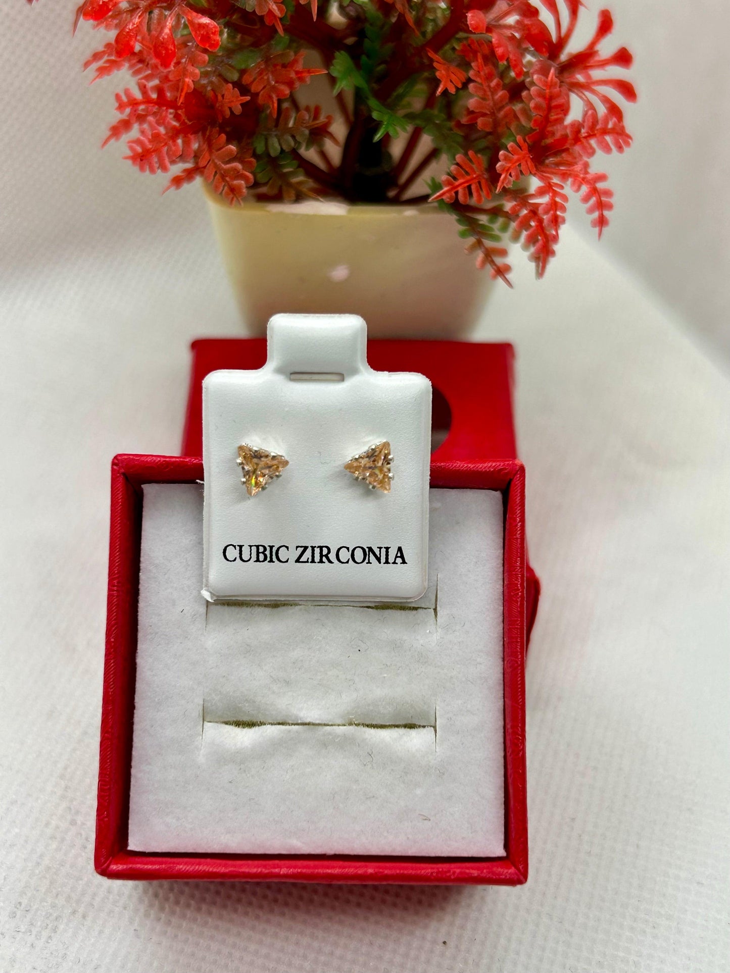 Triangle Cubic Zirconia Studs