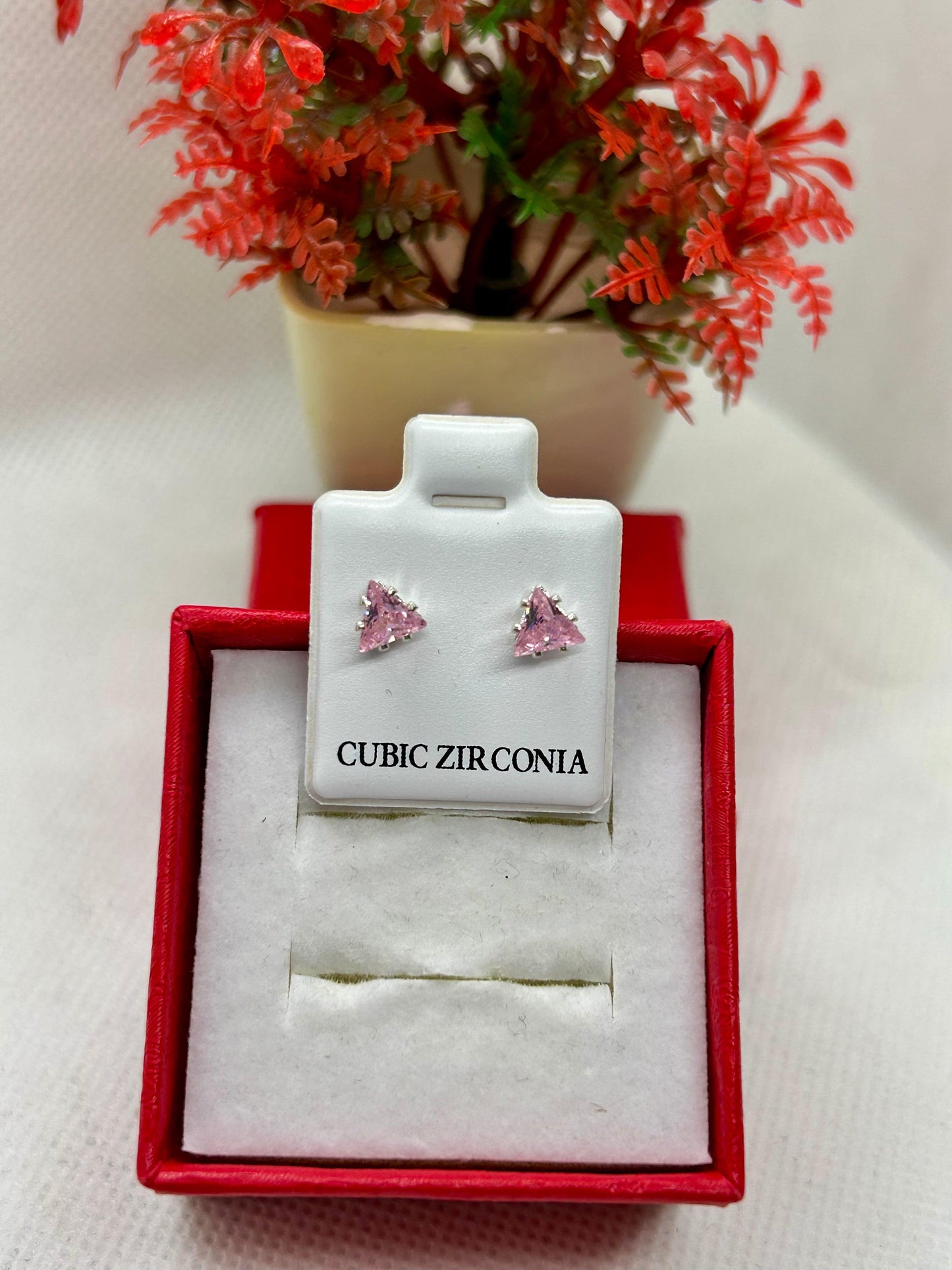 Triangle Cubic Zirconia Studs
