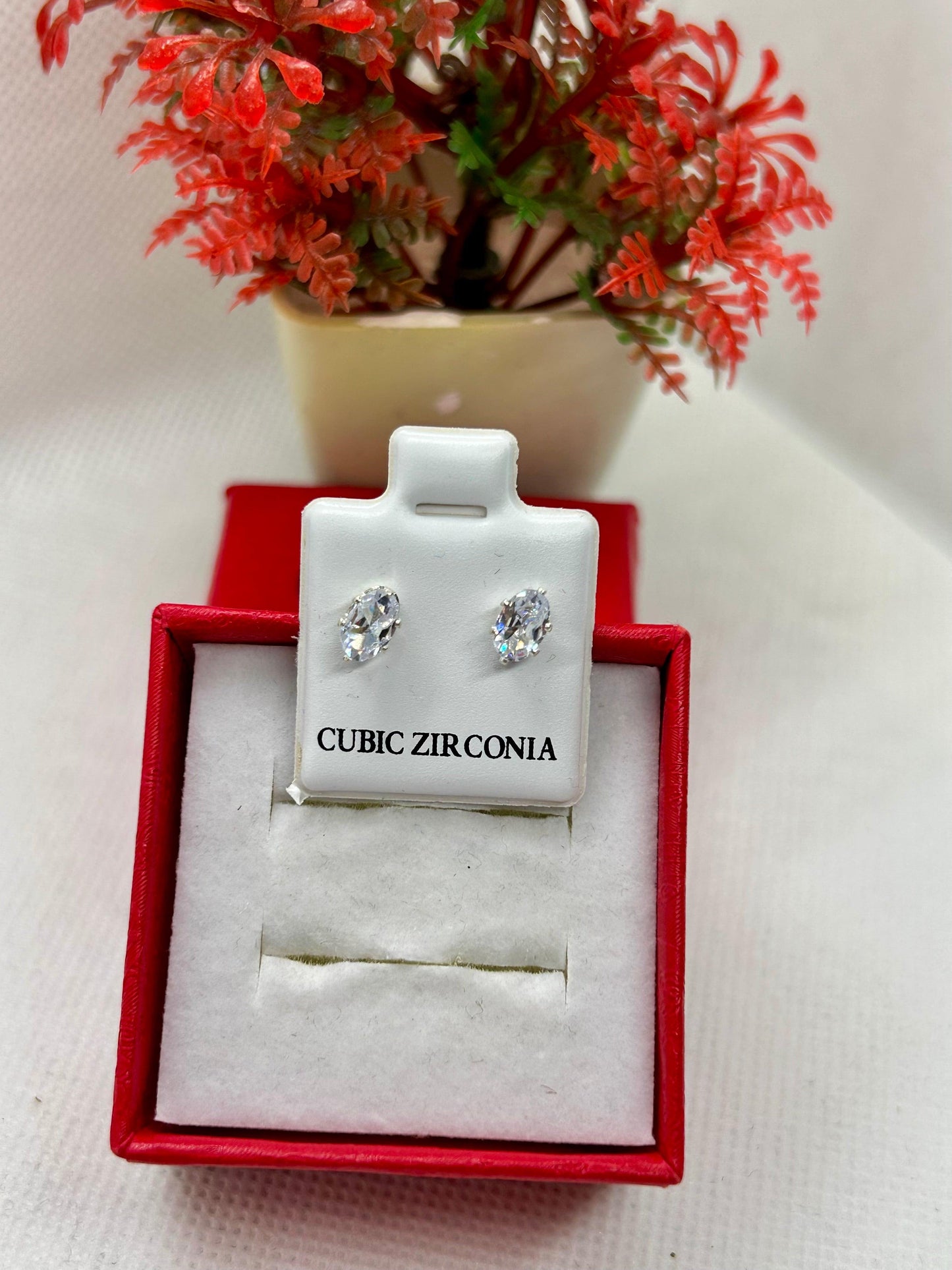 Oval Cubic Zirconia Studs