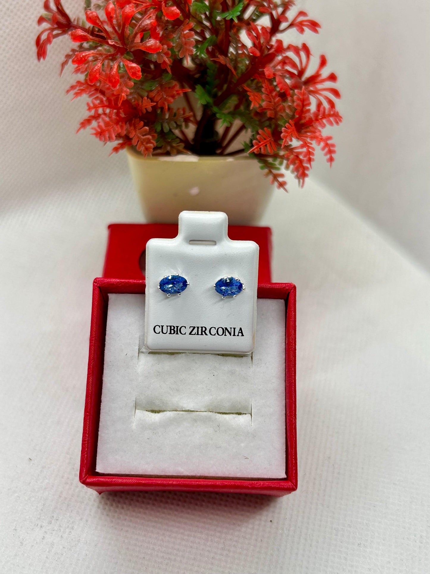 Oval Cubic Zirconia Studs