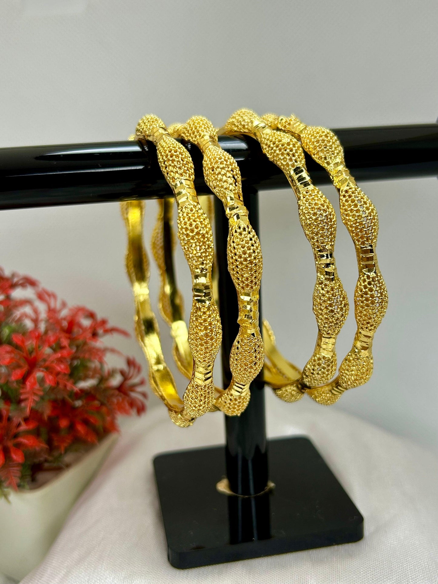 Pair of Golden Net Bangles for Women