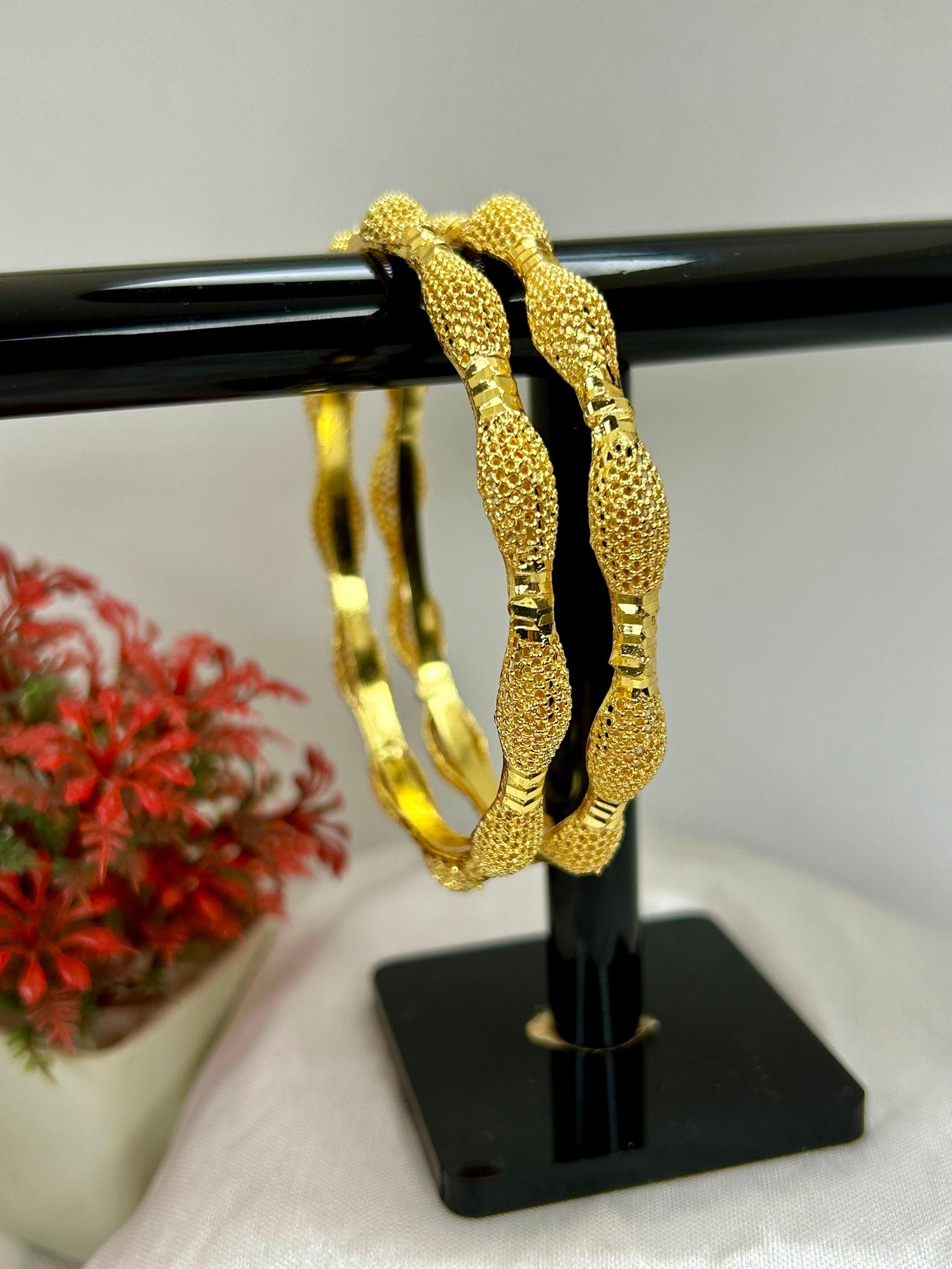 Pair of Golden Net Bangles for Women