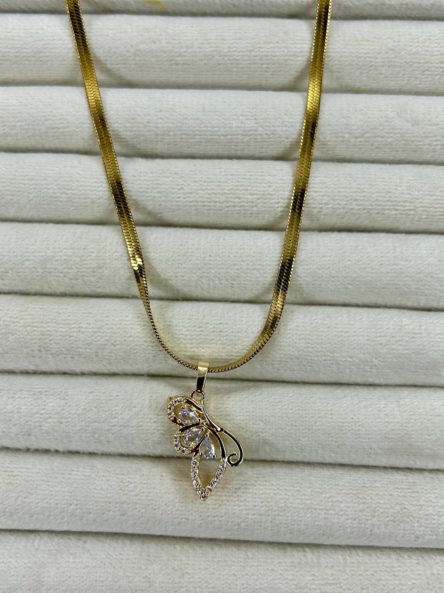Stainless Steel Zircon Stone Butterfly Pendant