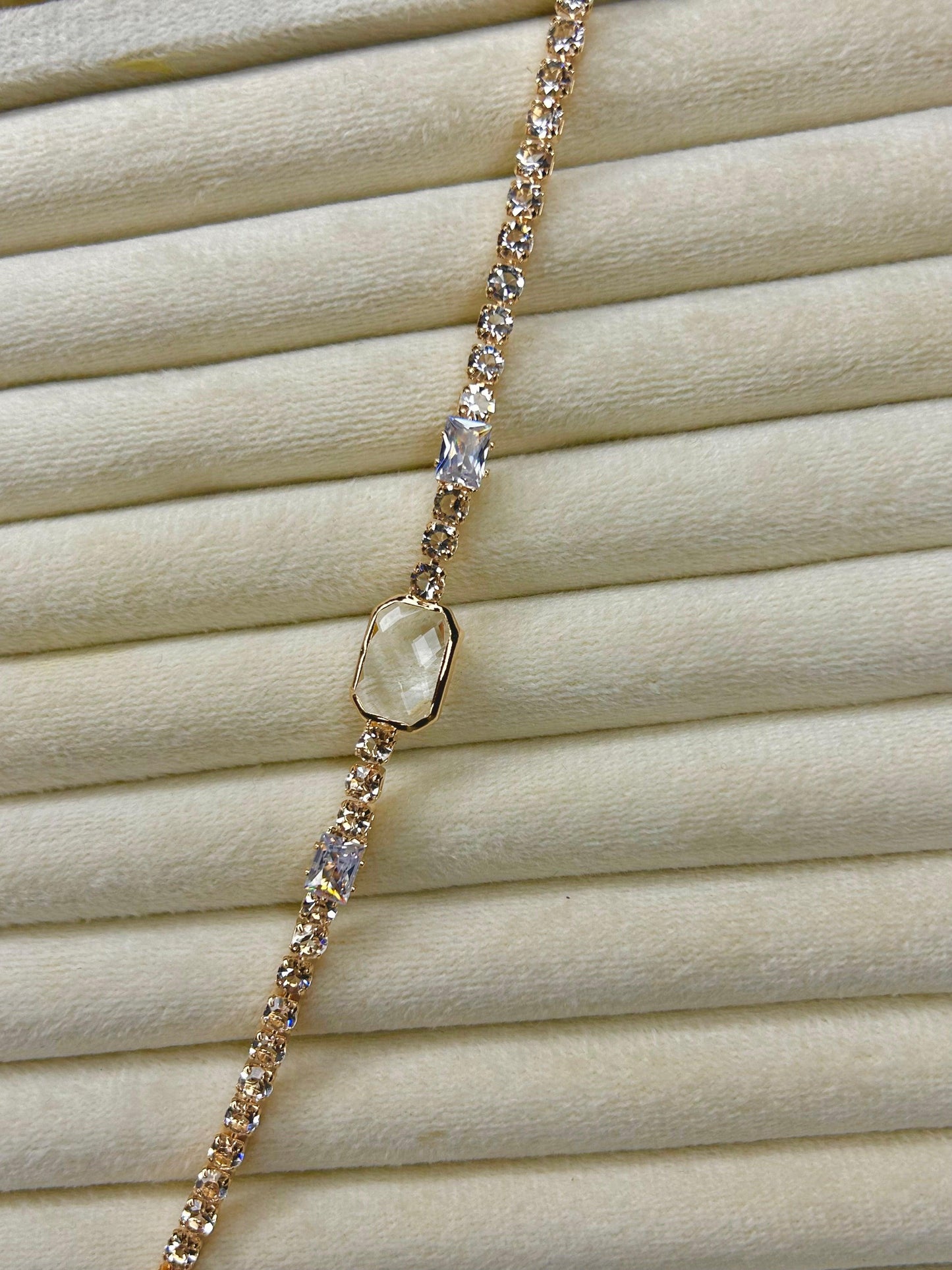 Double Mirror Zircon Stone Bracelet