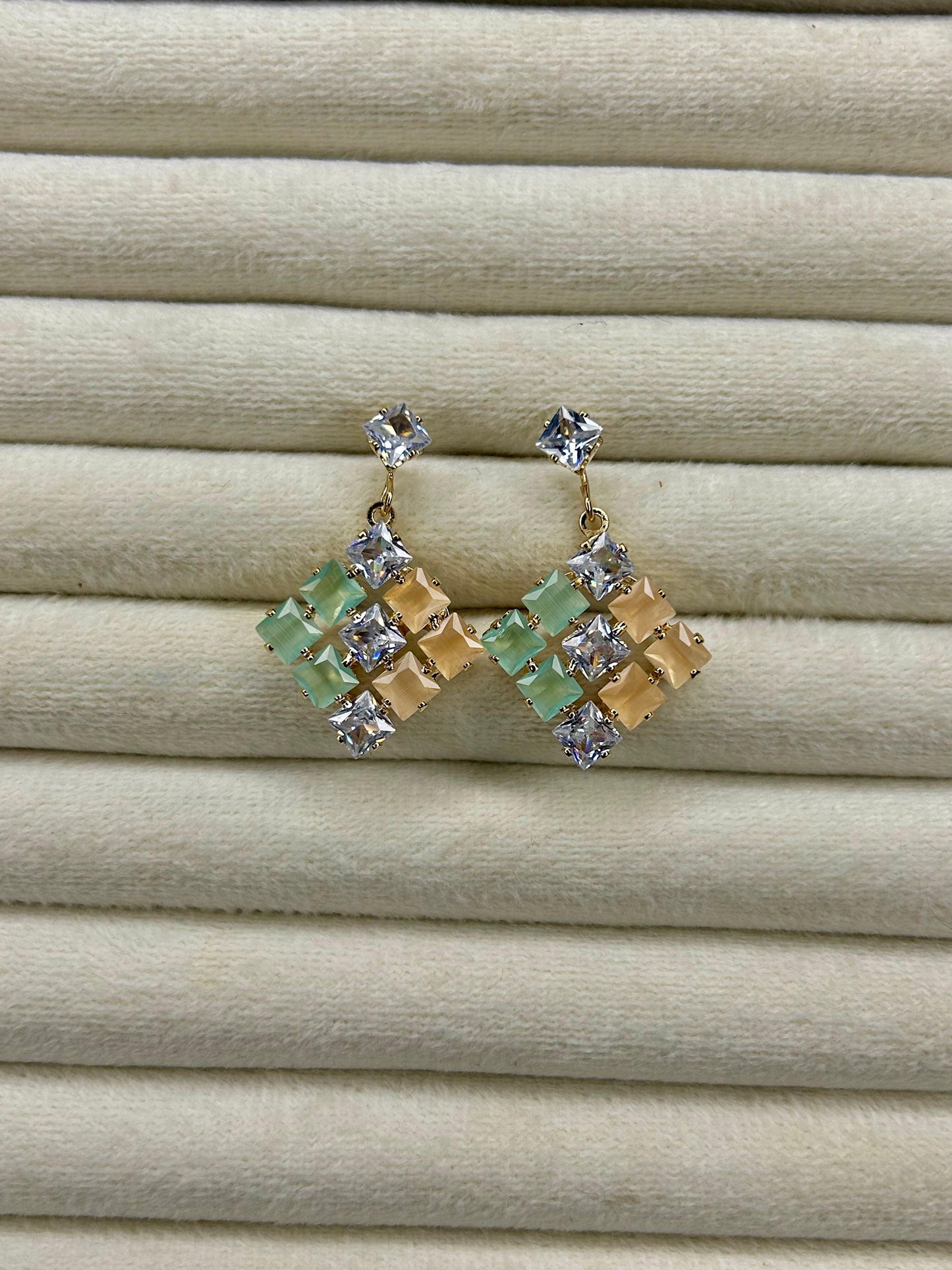 Zircon Stones Square Earrings