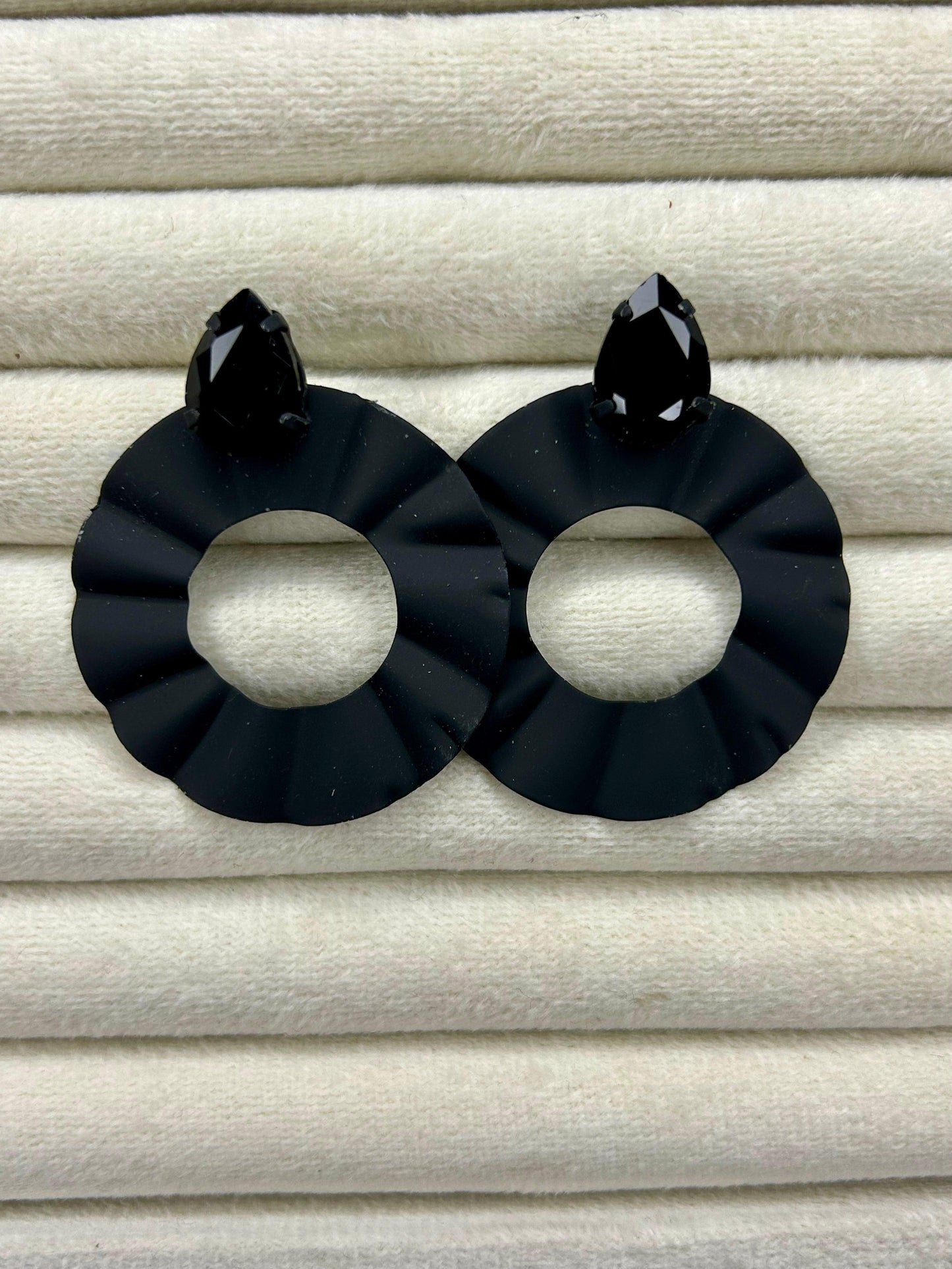 Black Flower Funky Earrings