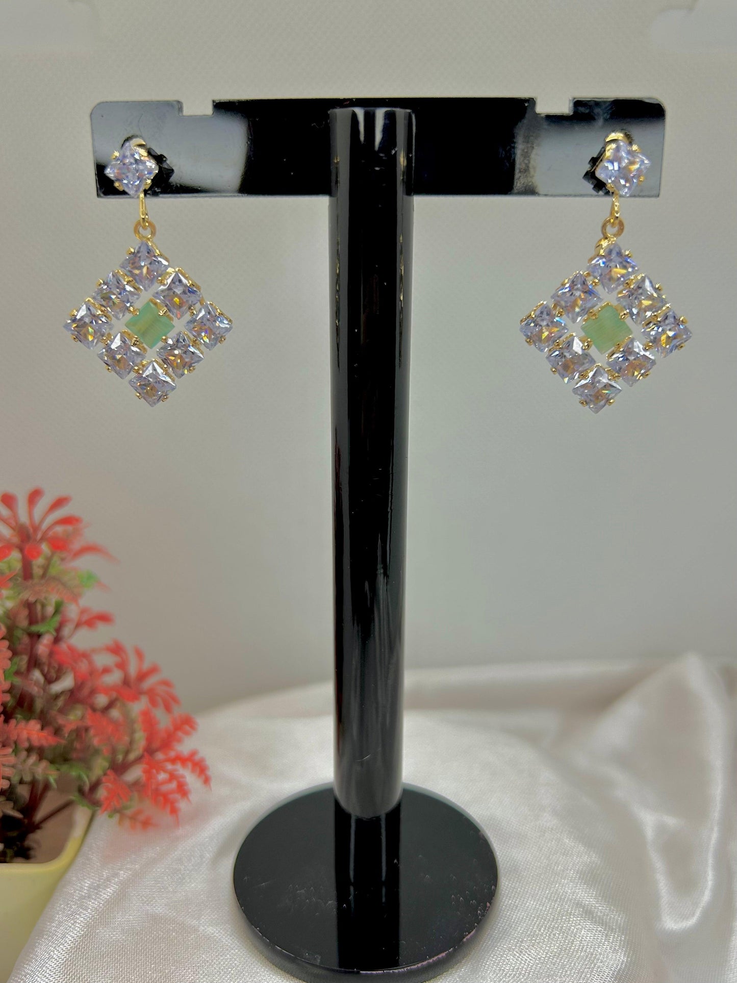Zircon Stones Square Earrings