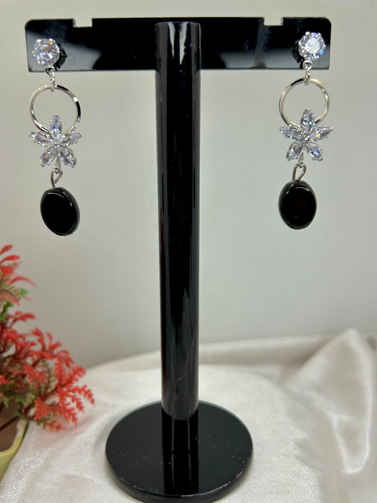 Crystal Flower Drop Earrings