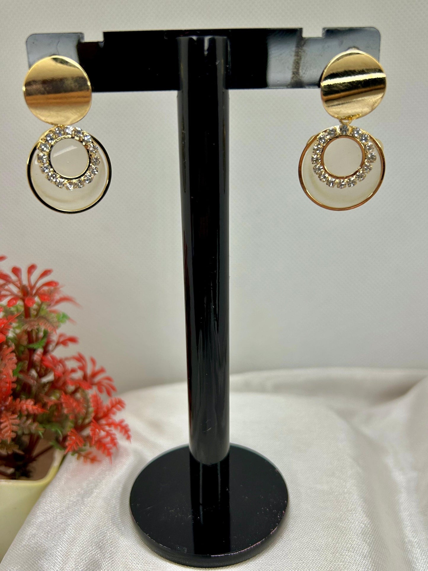 Stainless Steel Resin Inlay Crystal Earrings