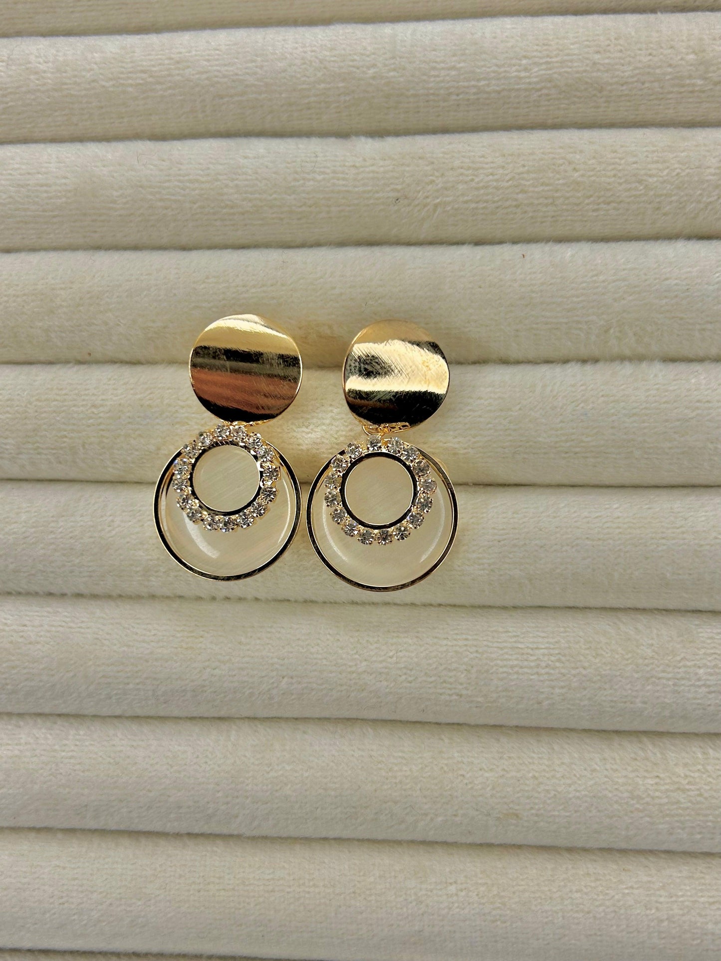 Stainless Steel Resin Inlay Crystal Earrings