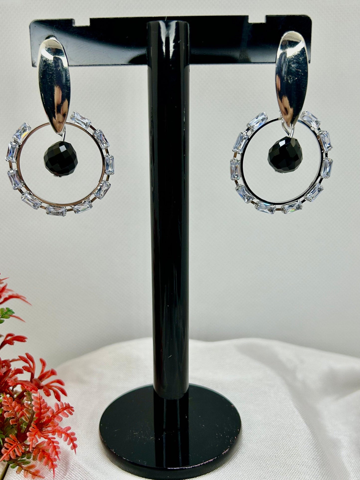 Stainless Steel Crystal Circle Earrings
