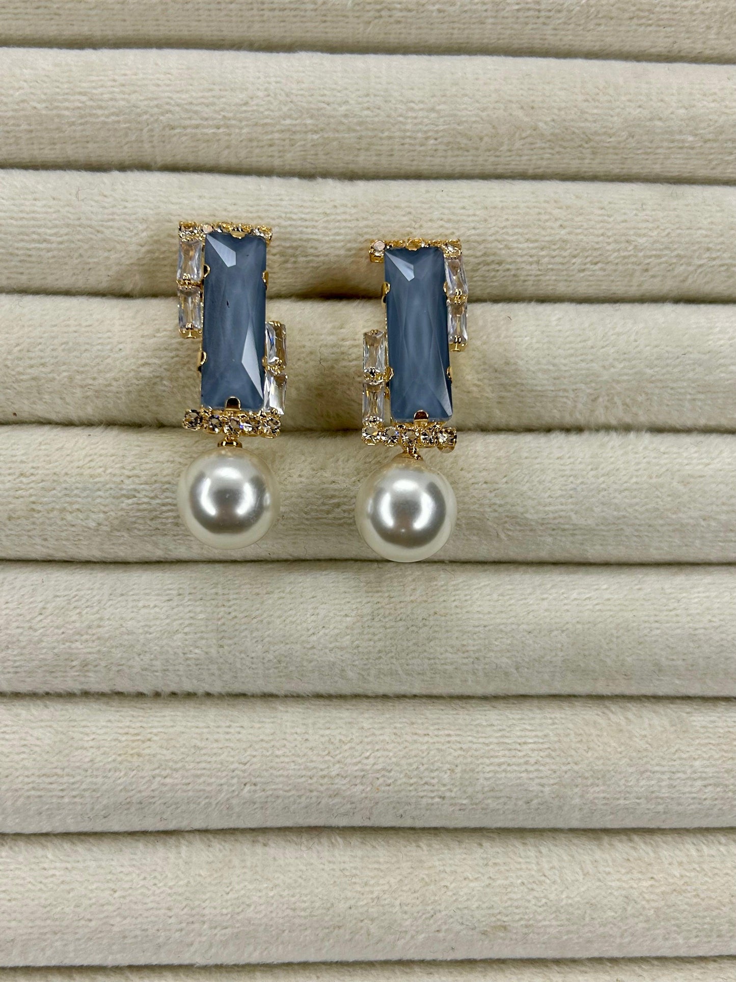 Zircon Stones Pearl Earrings