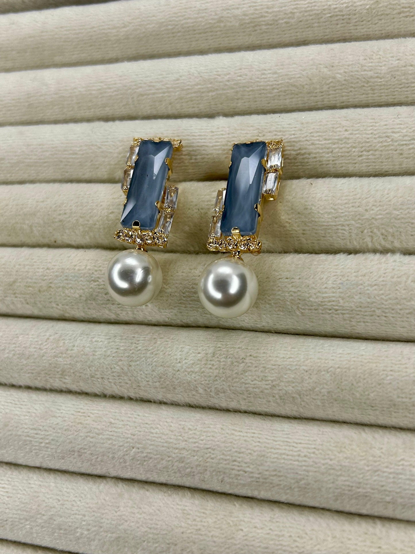 Zircon Stones Pearl Earrings