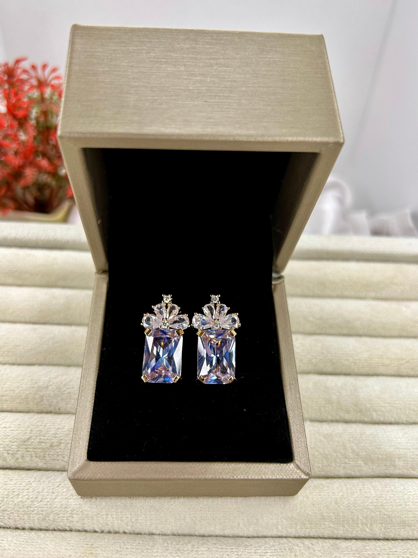 Leafy Zircon Stones Earrings