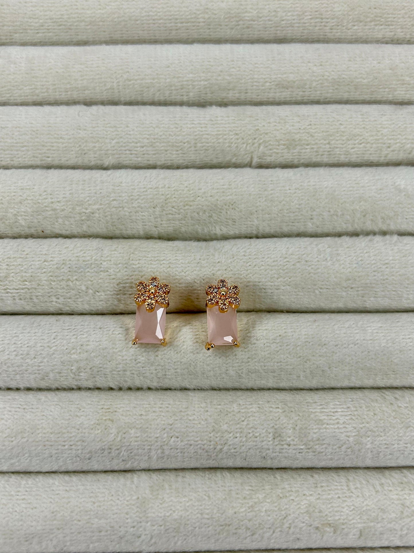 Golden Flower Zircon Stone Studs