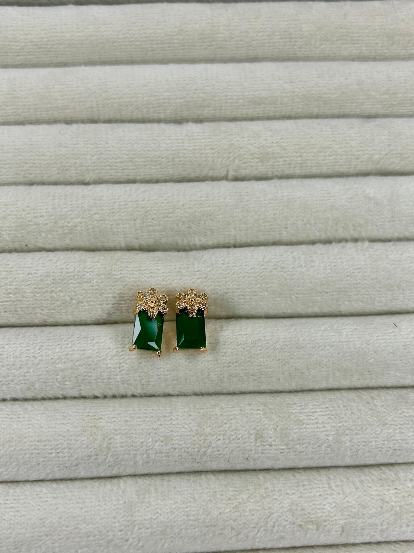 Golden Flower Zircon Stone Studs