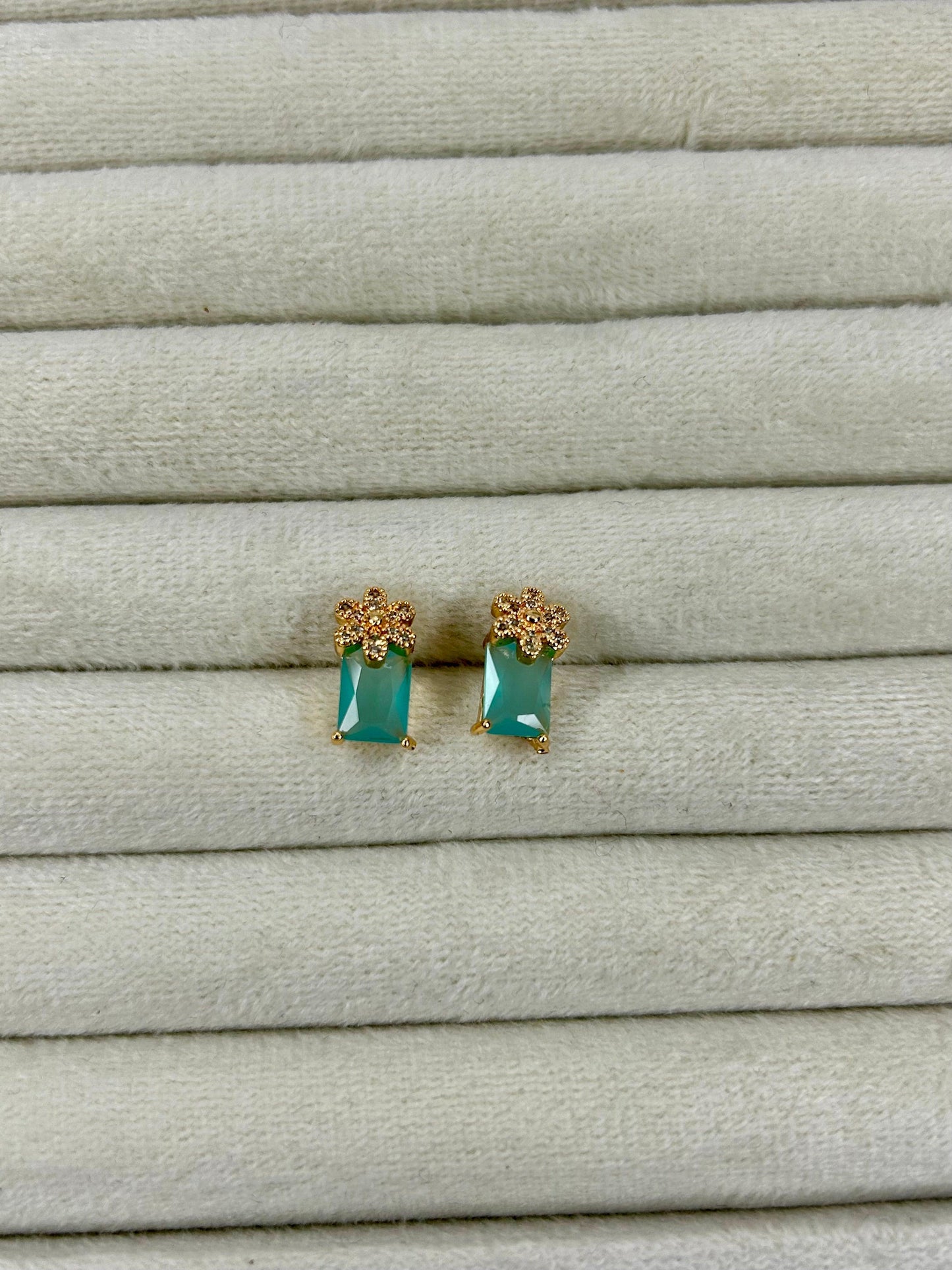 Golden Flower Zircon Stone Studs