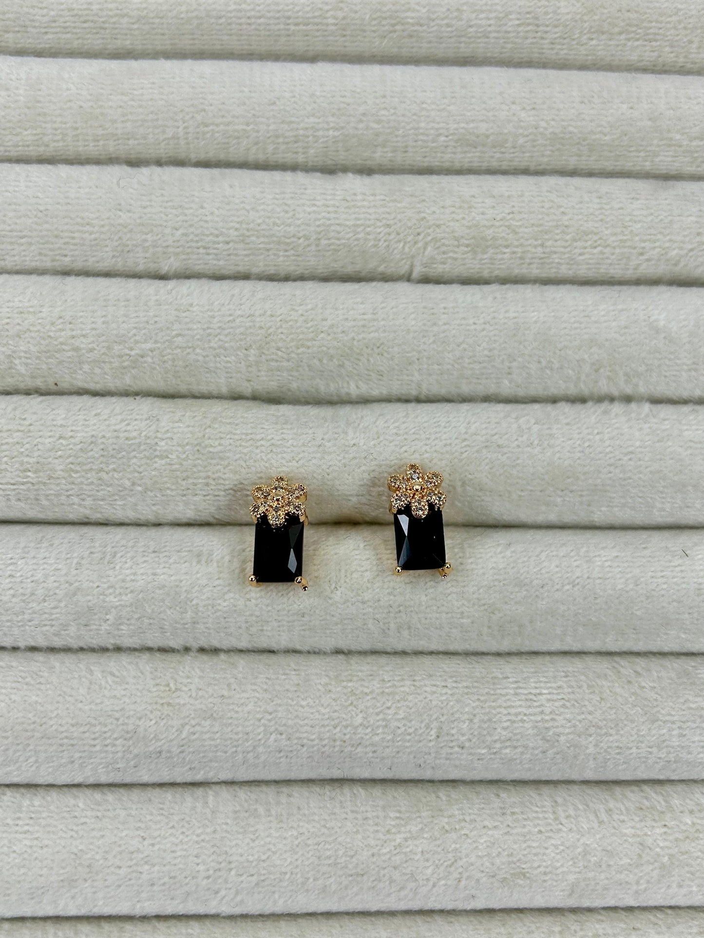 Golden Flower Zircon Stone Studs