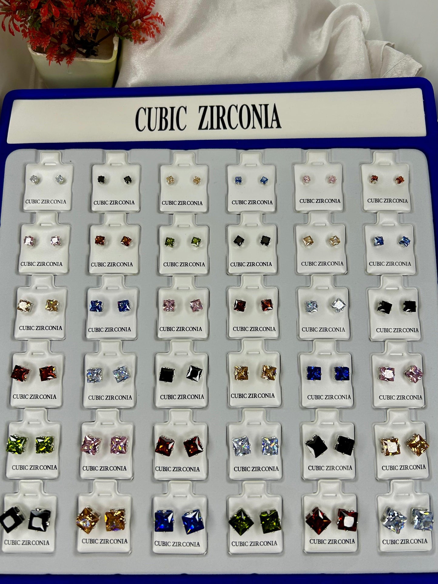 Square Zircon Stone Studs ( Size 01 )