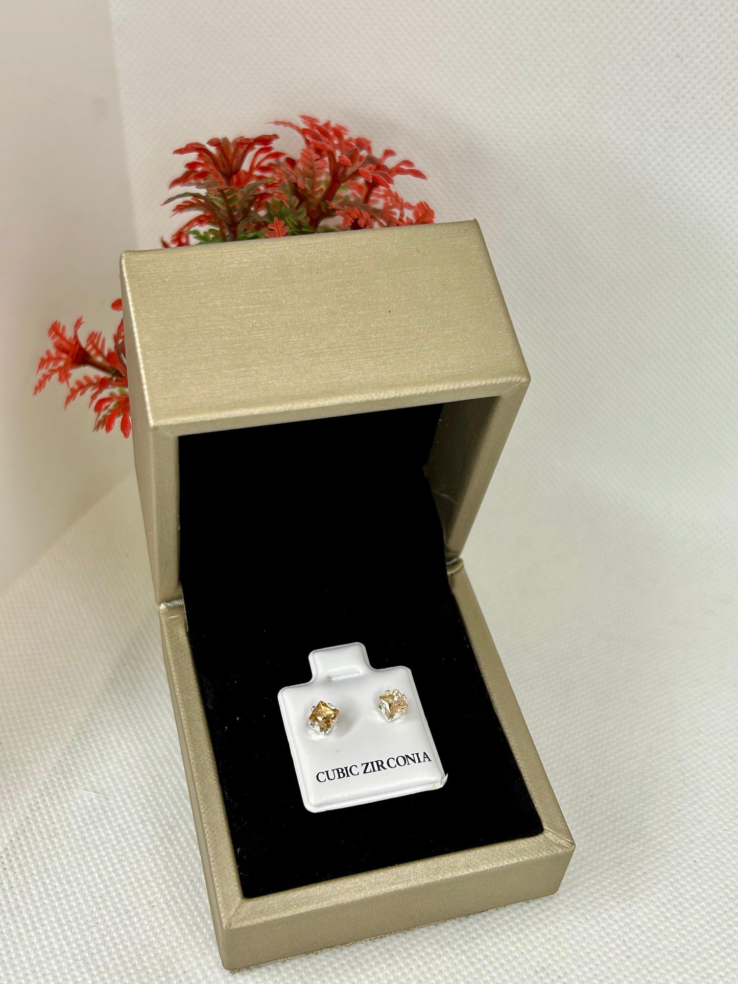 Square Zircon Stone Studs ( Size 01 )