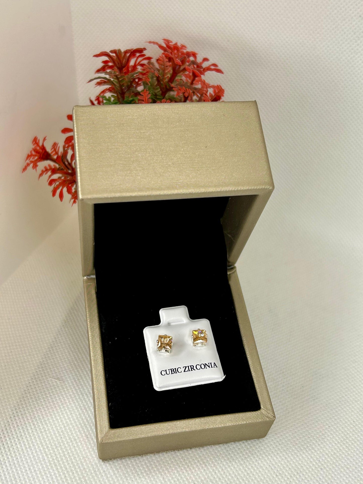 Square Zircon Stones Studs ( Size 02 )