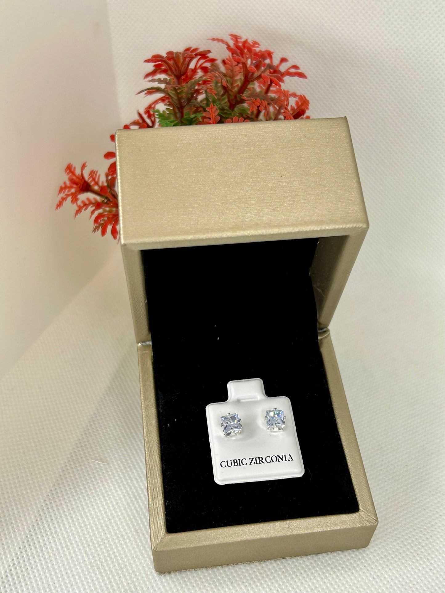 Square Zircon Stones Studs ( Size 02 )