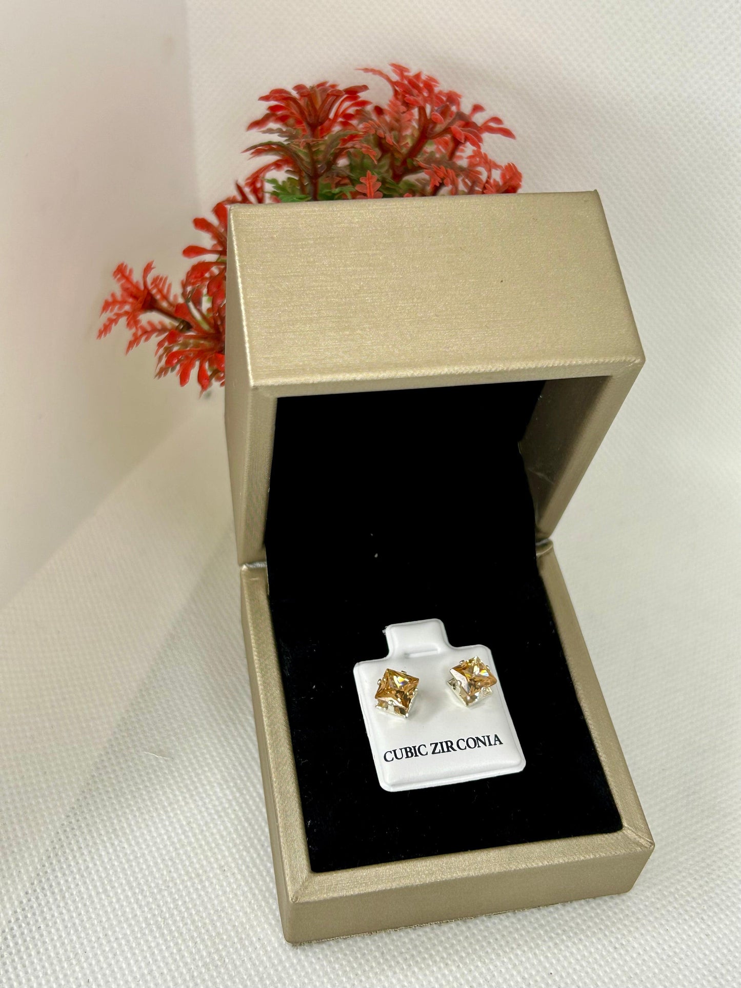 Square Zircon Stone Studs ( Size 03 )