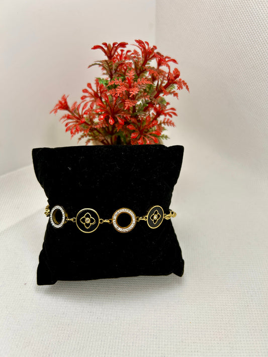 Round Circles with Zirconia Stainless Steel Bracelet