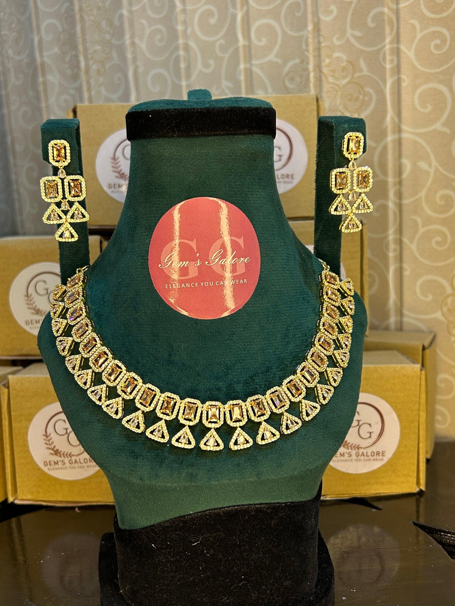 Champegne Zircon Stone Carat Set