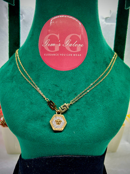 Versace Double Chain Stainless Steel Pendant