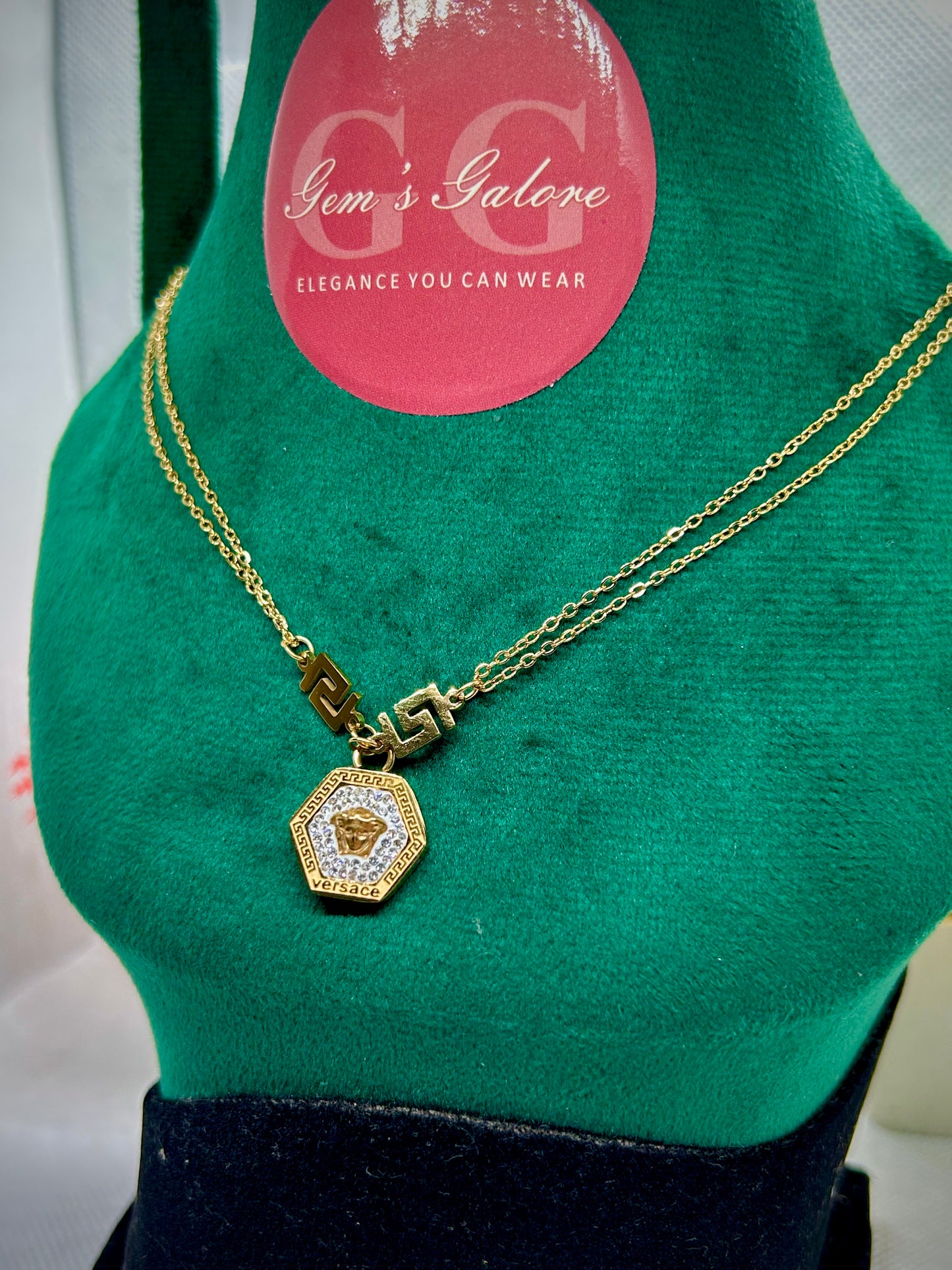 Versace Double Chain Stainless Steel Pendant