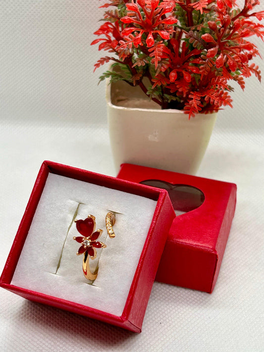 Flower Heart Zircon Rings Adjustable Rings